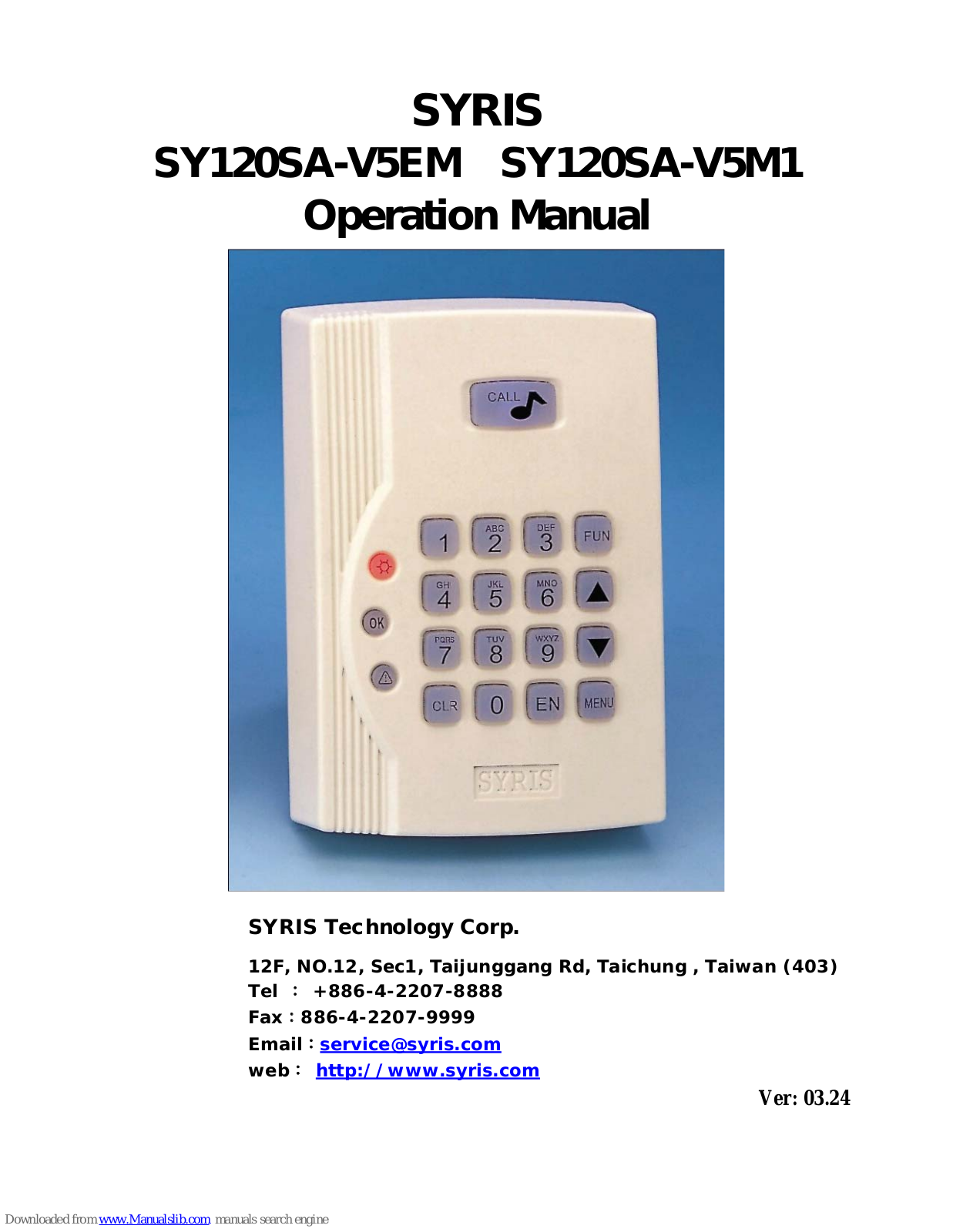 Syris SY120SA-V5EM, SY120SA-V5M1 Operation Manual