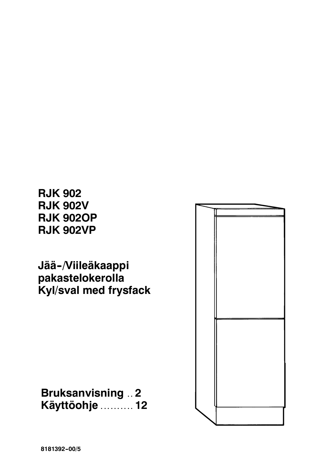 Rosenlew RJK902V, RJK902, RJK902VP, RJK902OP User Manual