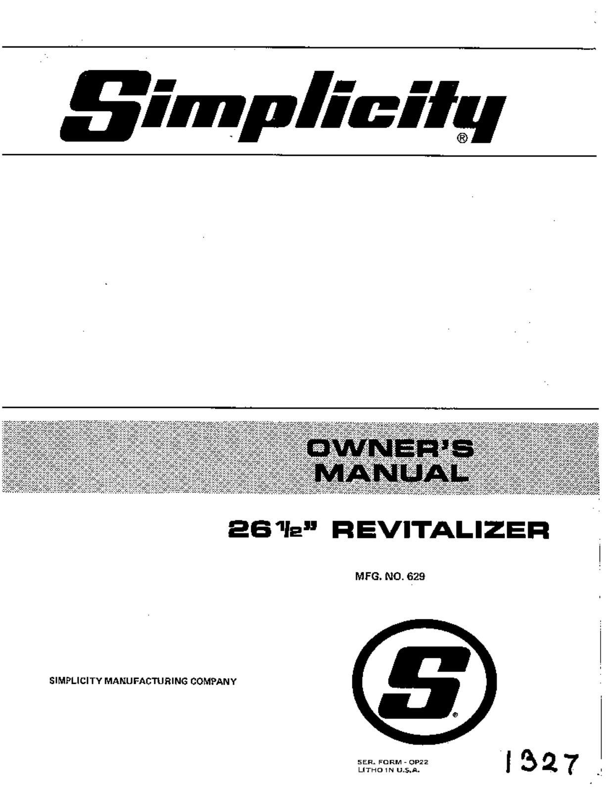 Simplicity 629 User Manual