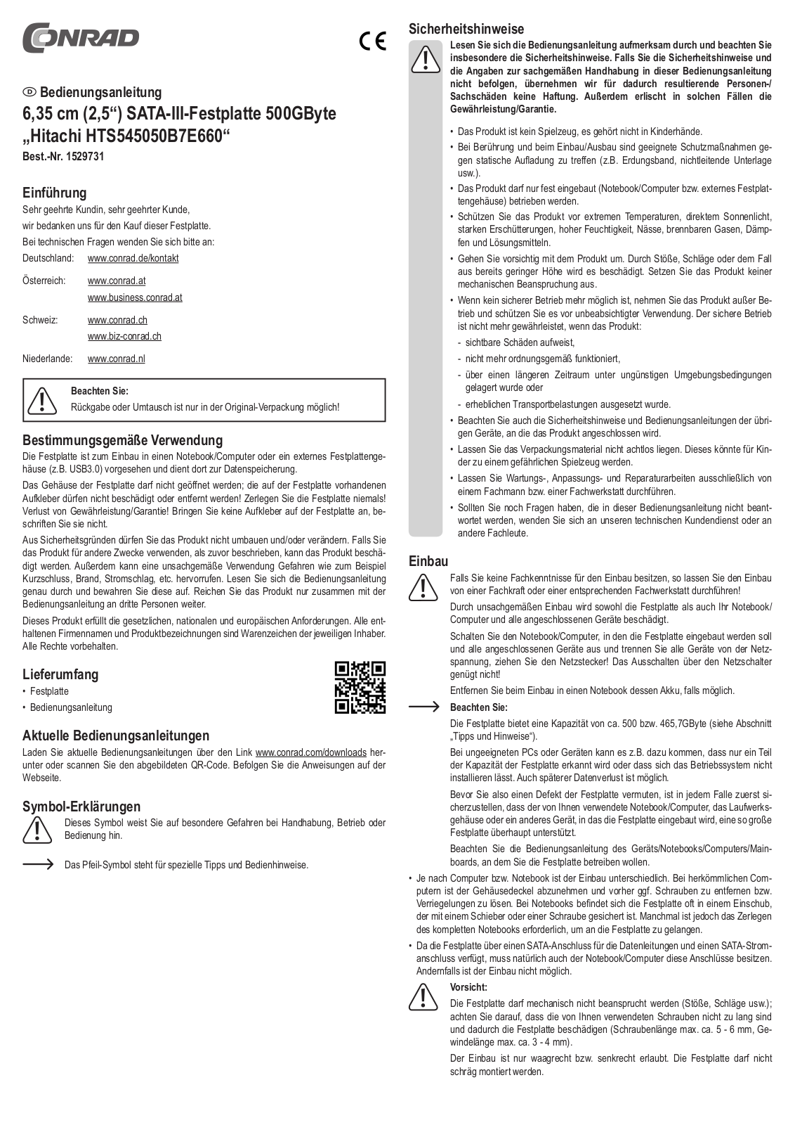 Hitachi HTS545050B7E660 Operation Manual