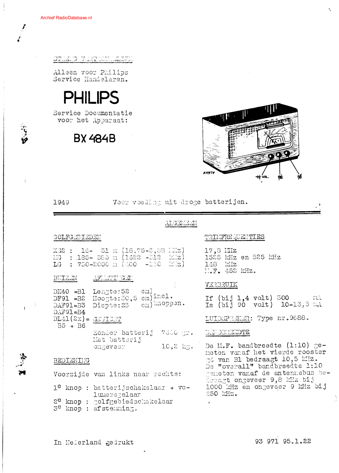 Philips BX484B Schematic