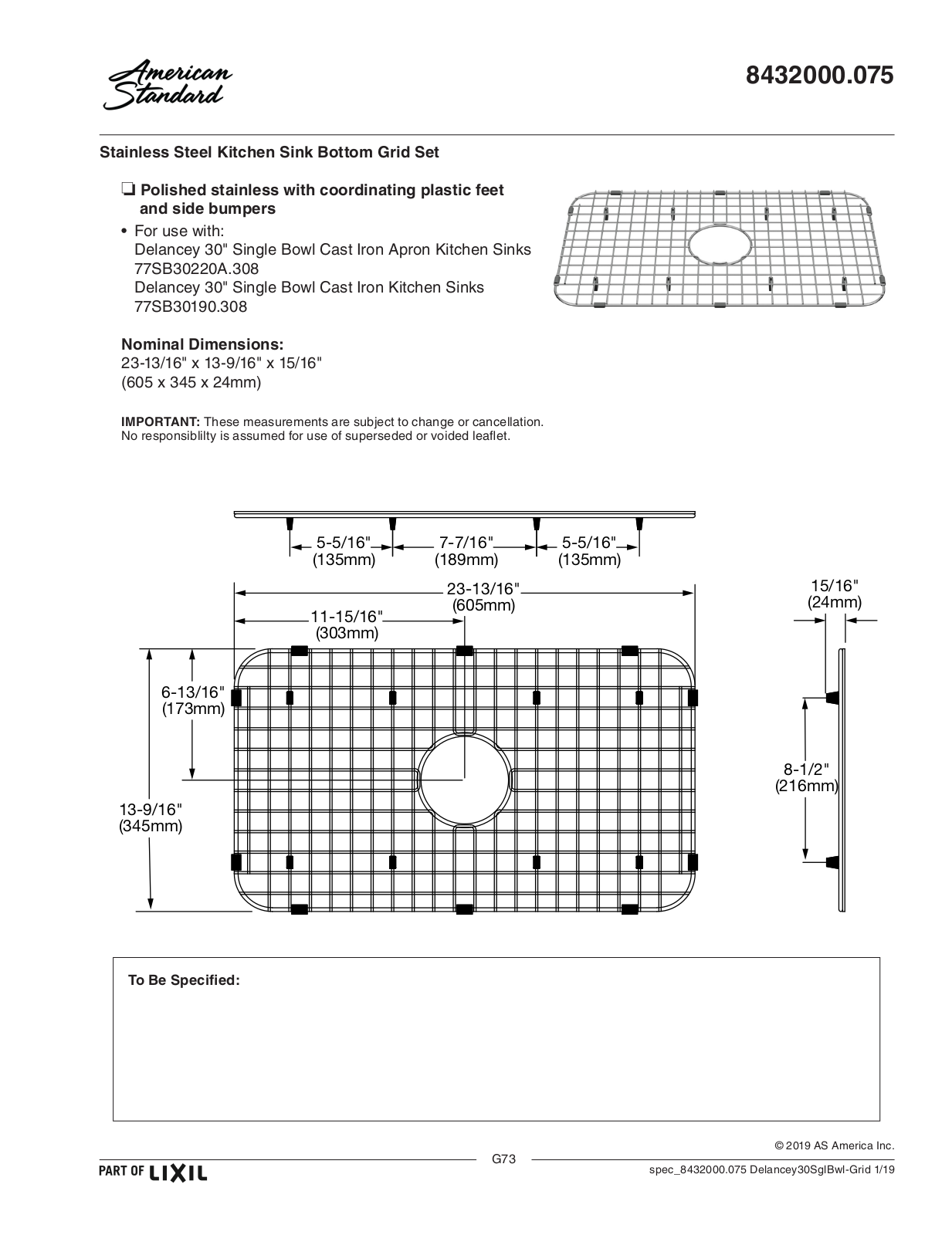 American Standard 8432000.075 User Manual