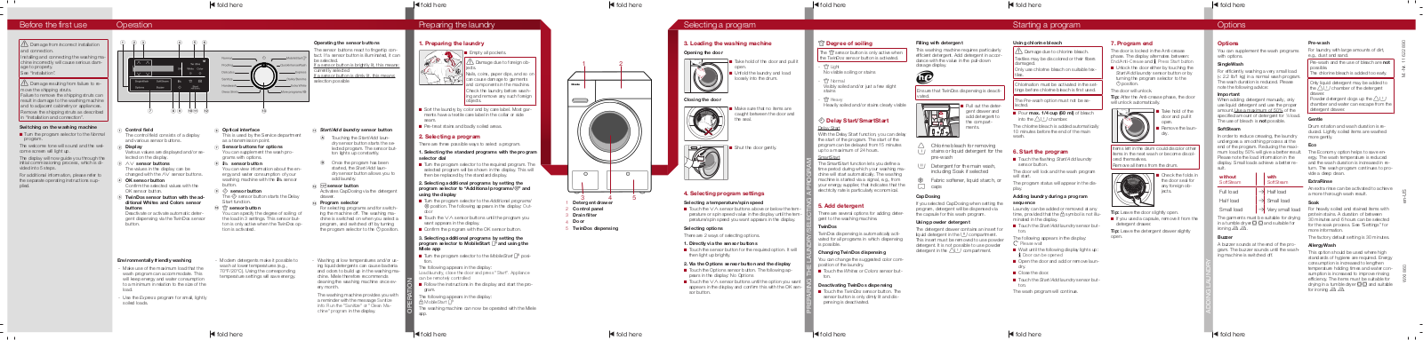 Miele WXI 860 Brief operating instructions