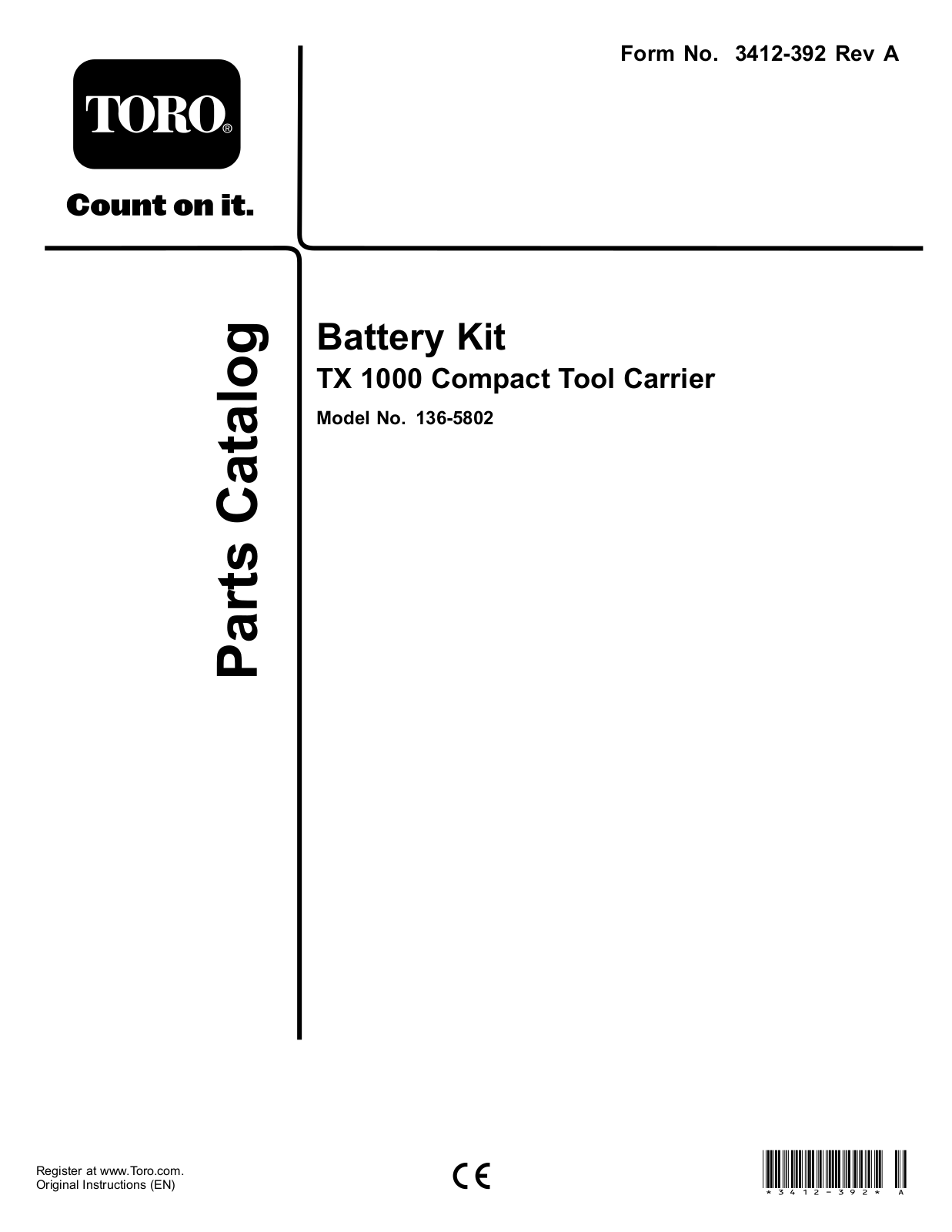 Toro 136-5802 Parts Catalogue