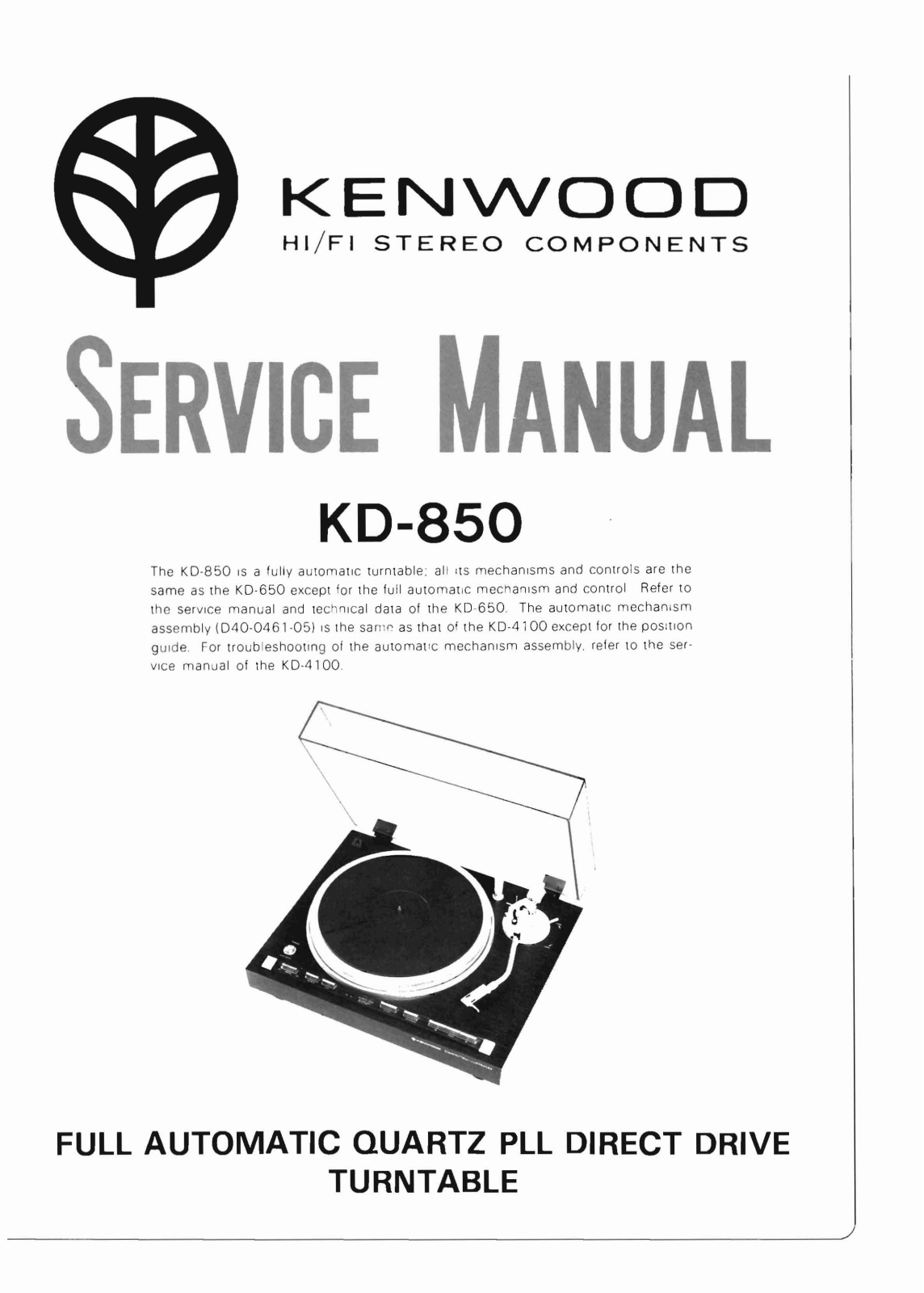 Kenwood KD-850 Service manual