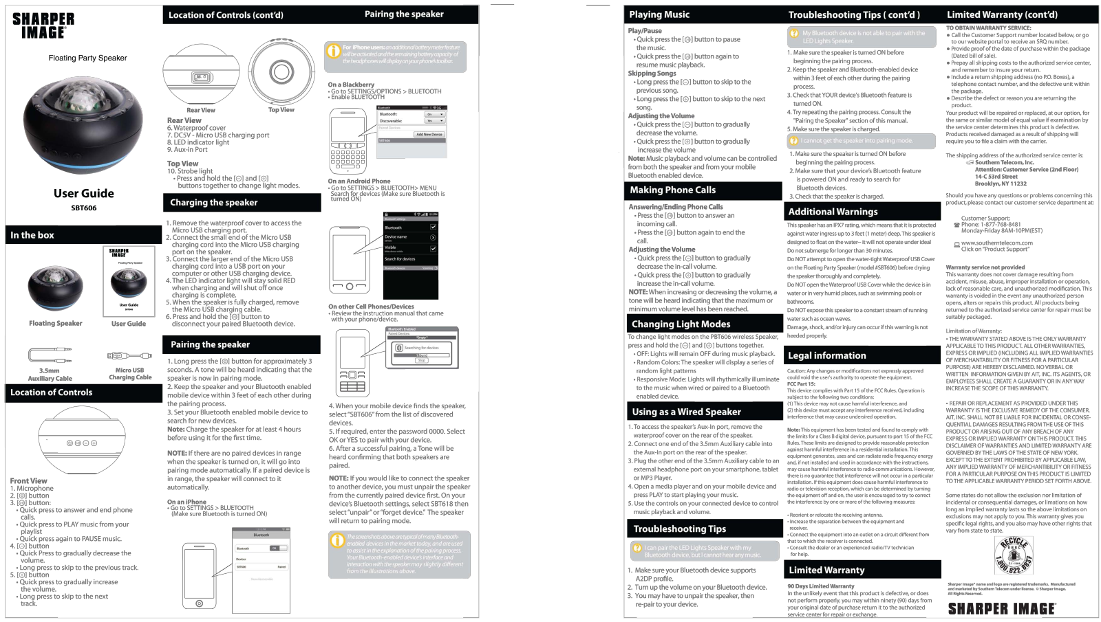 Sharper image SBT606 User Manual