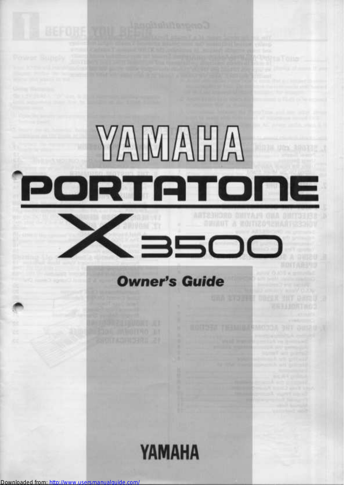 Yamaha Audio X3500 User Manual