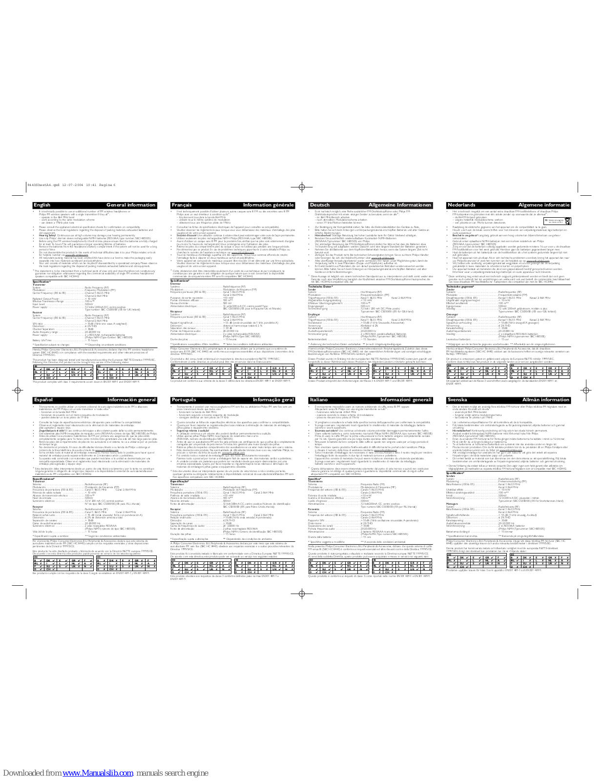 Philips SBCHC8440/34, SBCHC8440/31, SBCHC8440/39, SBCHC8440/40, SBCHC8440/30 User Manual - ManualMachine.com