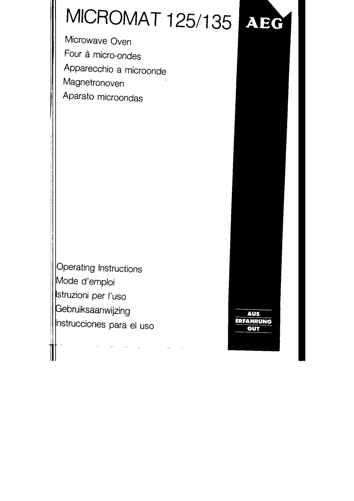 Aeg micromat 125, micromat 135 Operating instructions