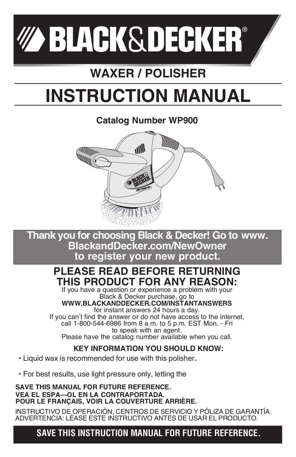 Black & Decker WP900 User Manual