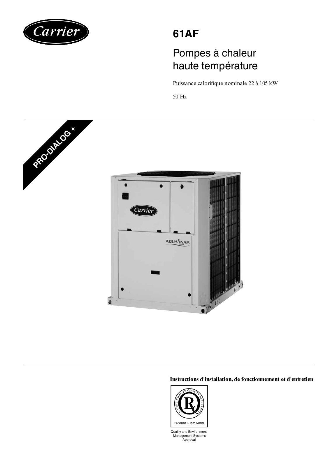 CARRIER 61 AF 022-105 User Manual