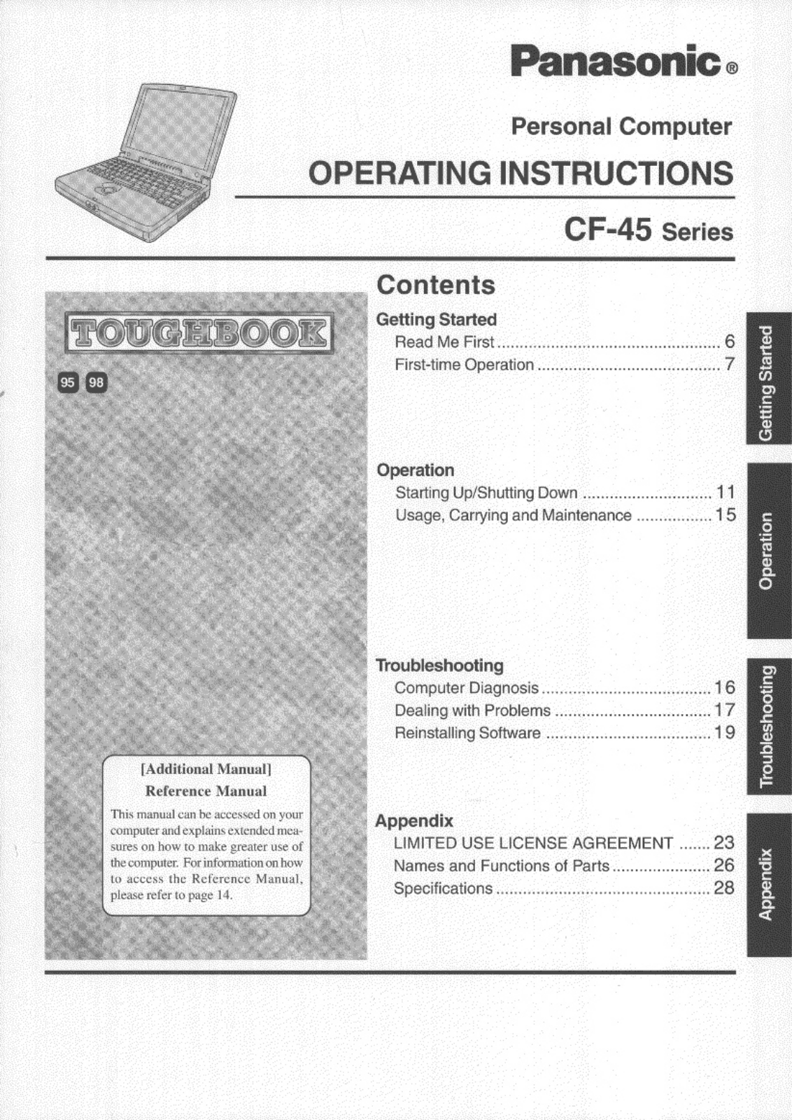 Panasonic cf-45mjf8aam Operation Manual