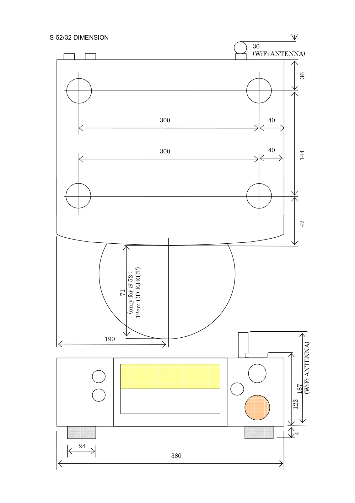 Denon S-52 - Micro System, S-32 Dimensions