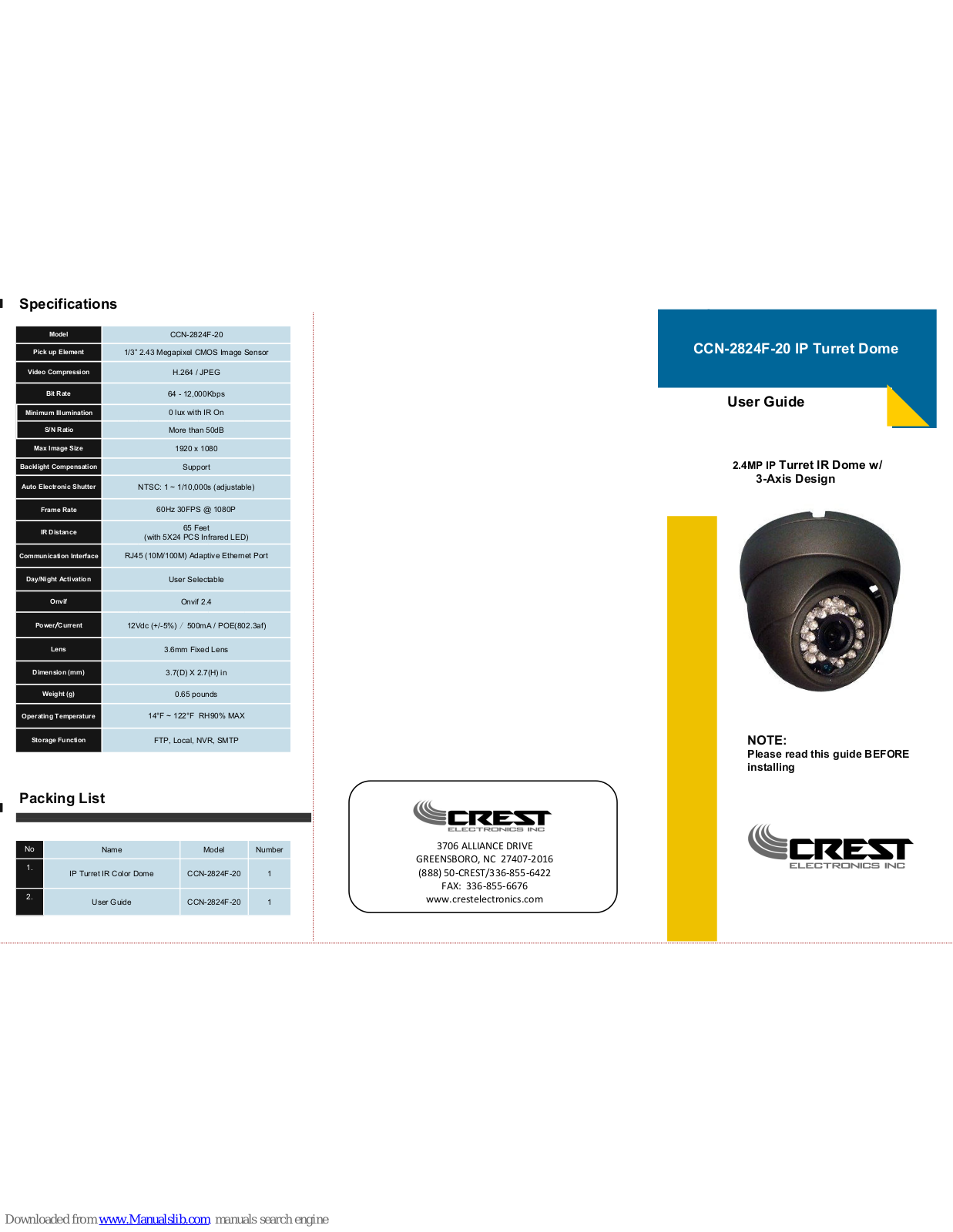 Crest Audio CCN-2824F-20 User Manual