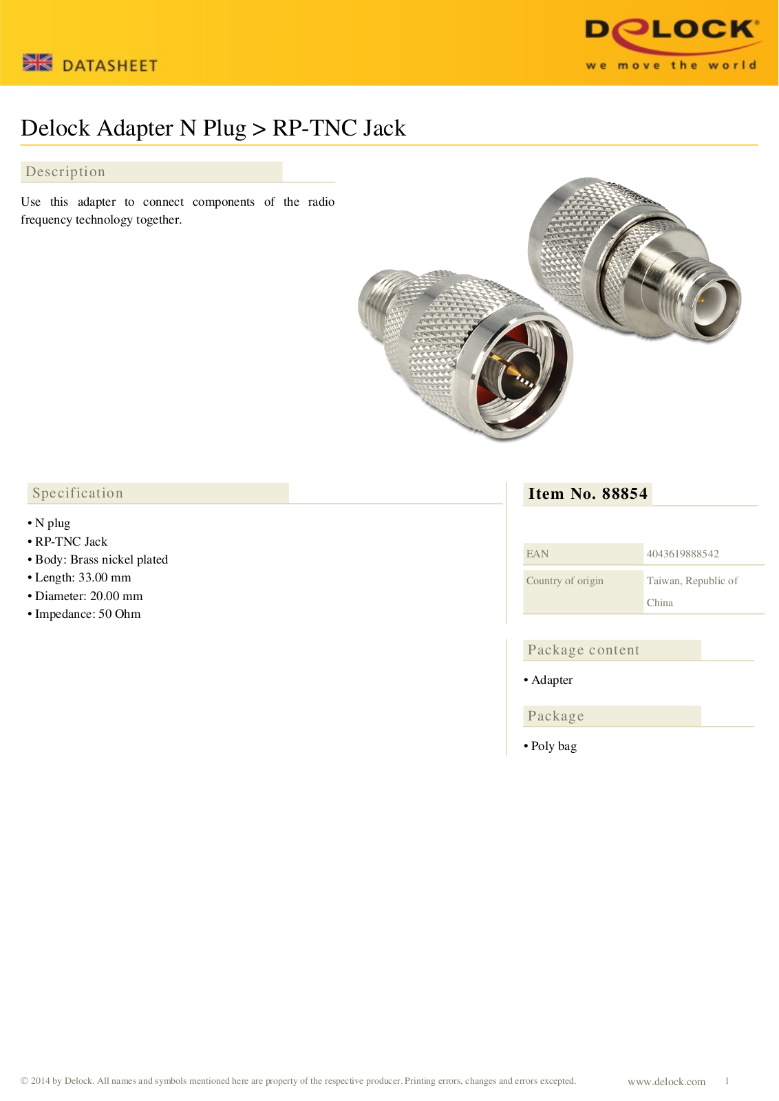 DELOCK 88854 Datasheet - ManualMachine.com