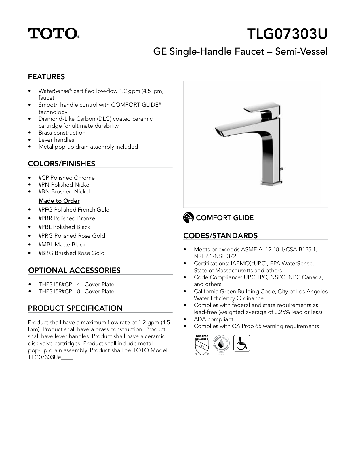 TOTO SBSA1610 Specifications - ManualMachine.com