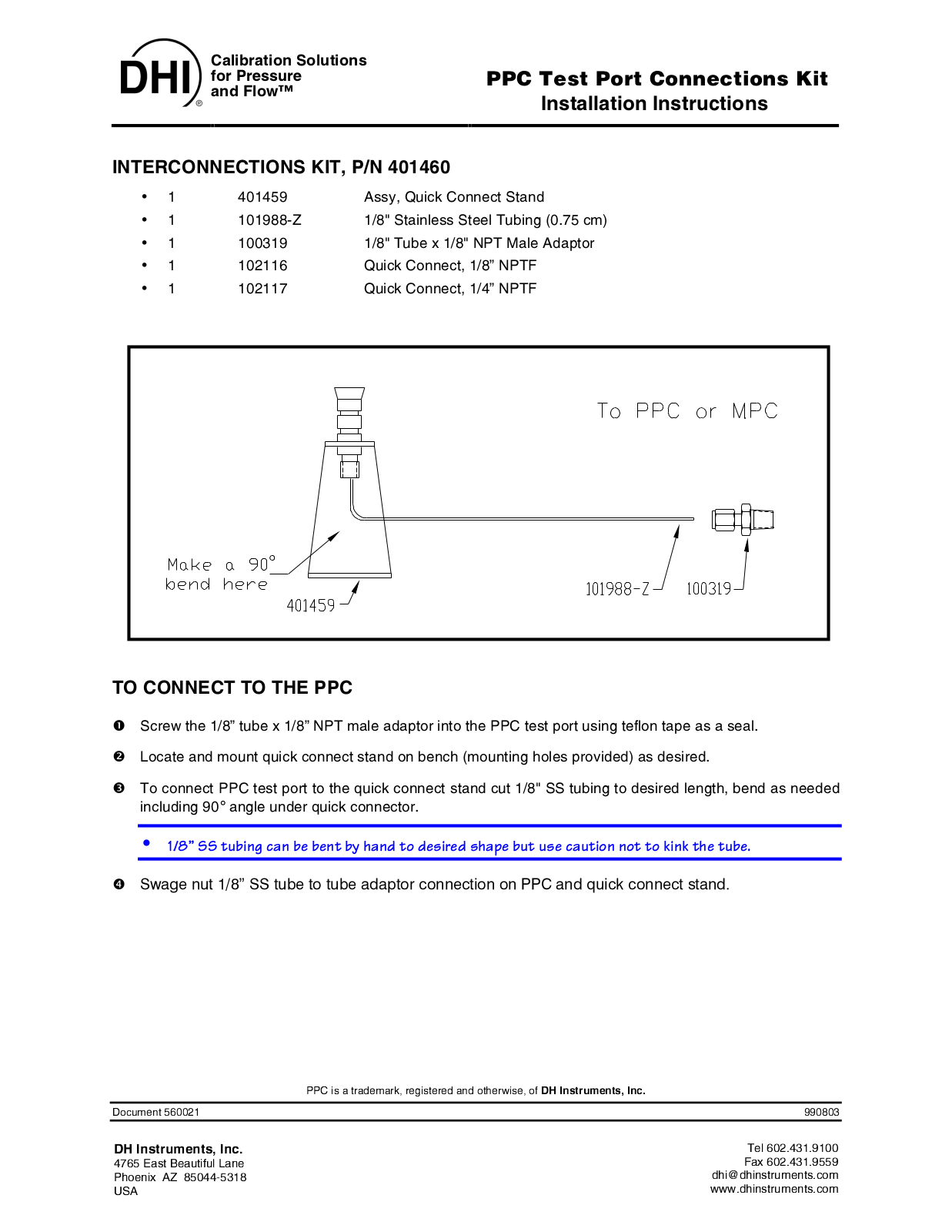 DHI PPC TEST PORT CONNECTIONS KIT User Manual - ManualMachine.com