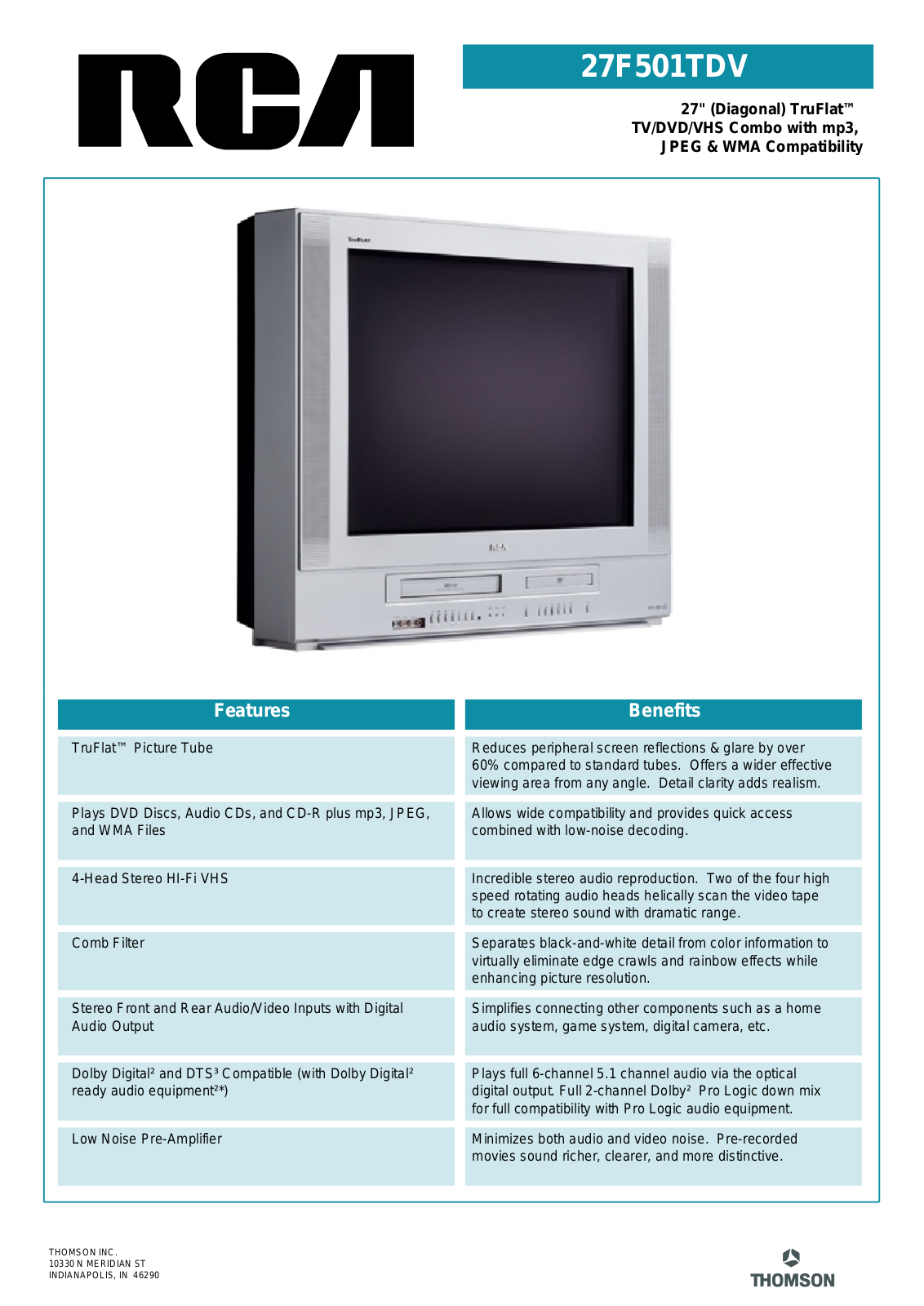 RCA 27F501TDV User Manual