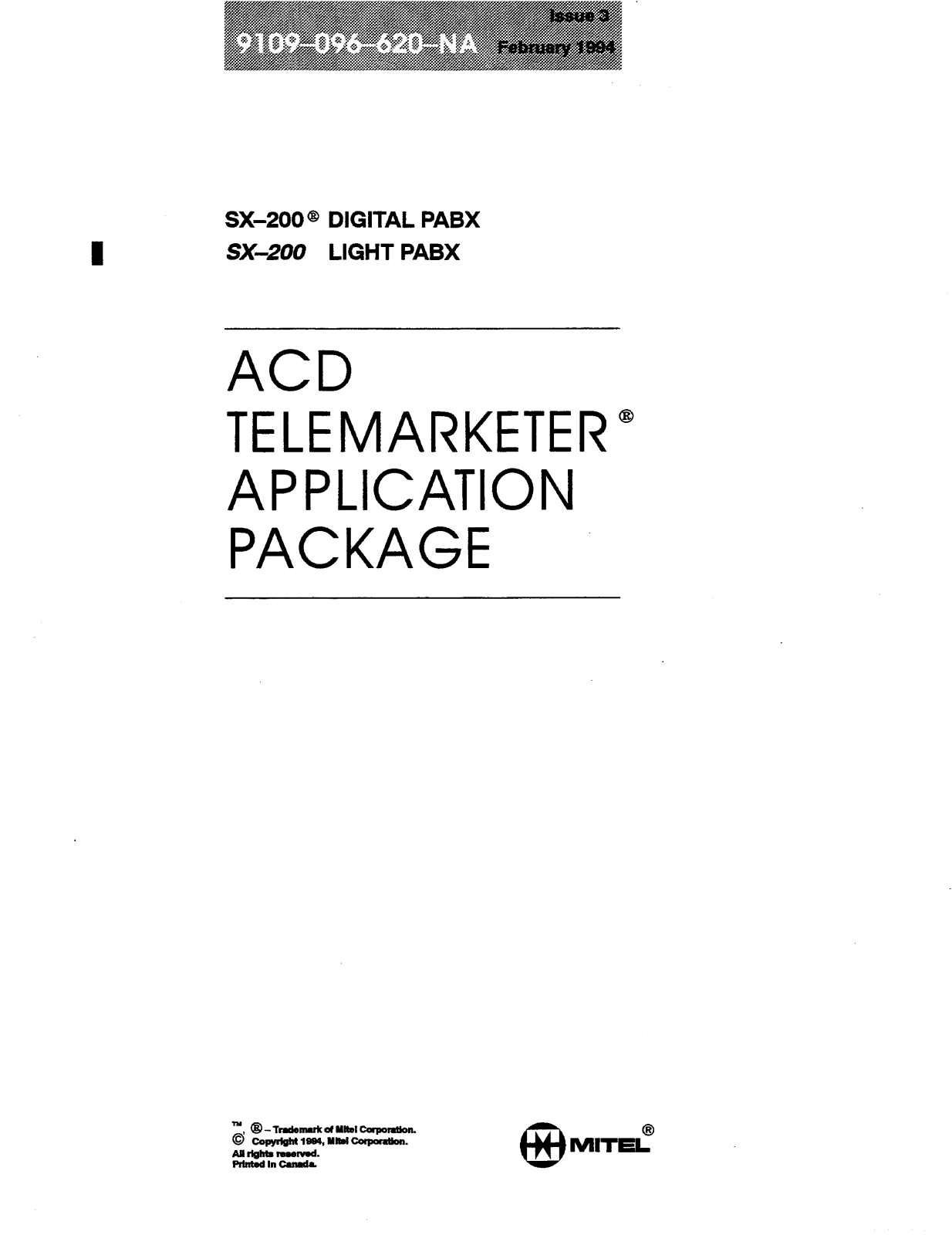 Mitel SX-200 Service Manual