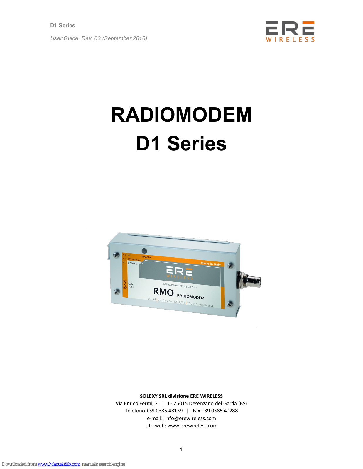 ERE D160, D110, D161, D162, D163 User Manual