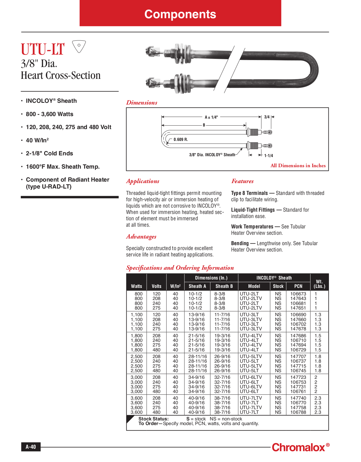 Chromalox UTU-LT Catalog Page