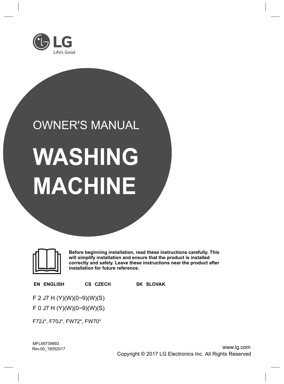 LG F72J7HY0W Operating Instructions