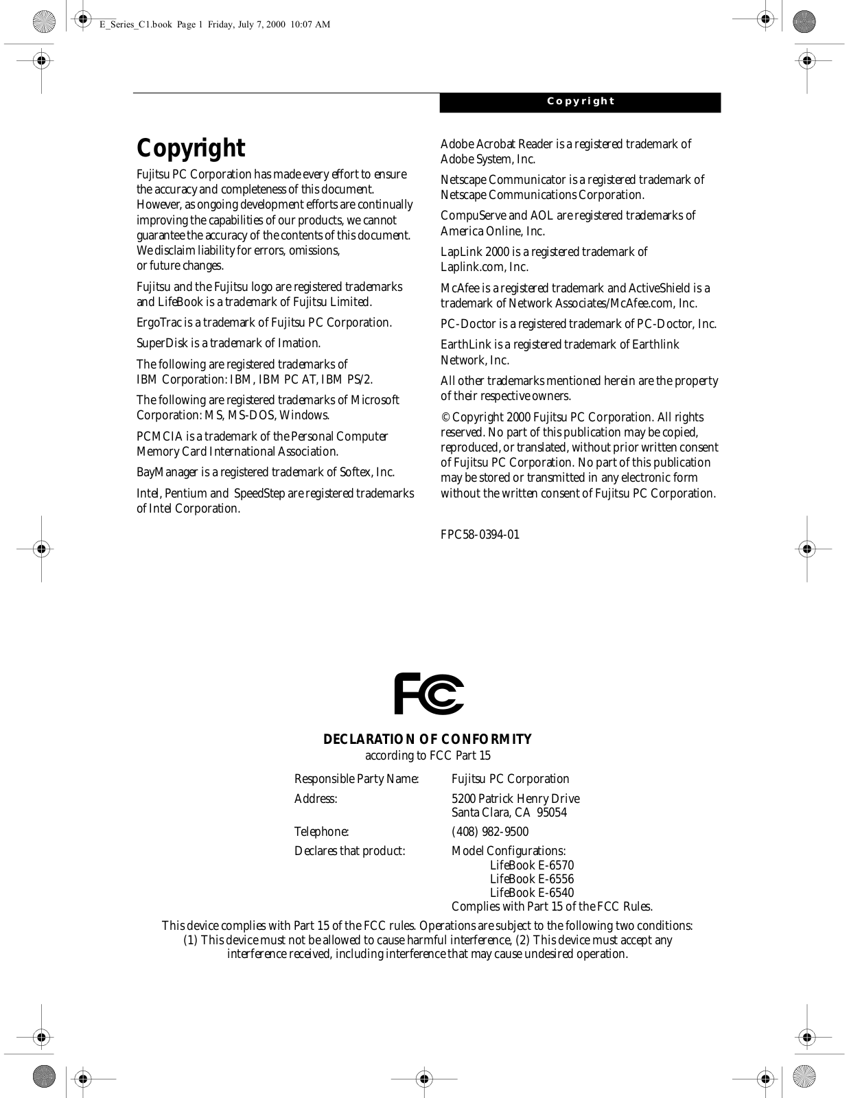 Fujitsu E-6570 User Manual