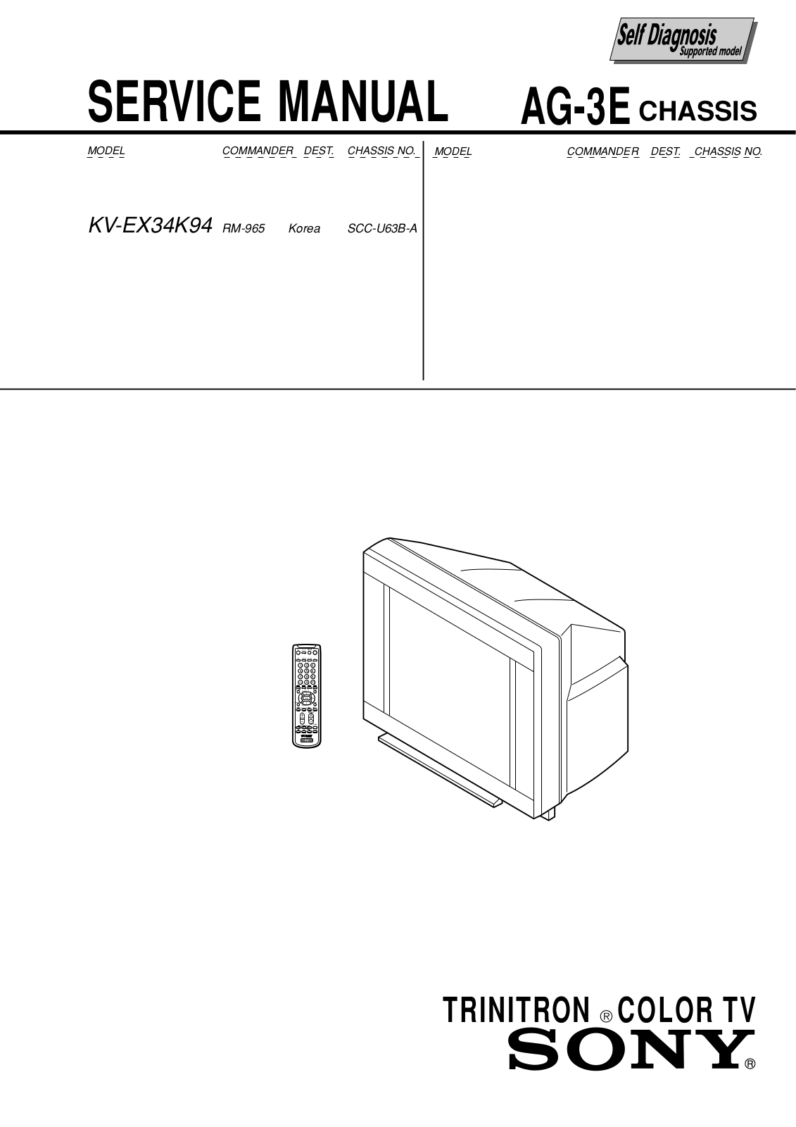 Sony KV-EX34K94 Service Manual