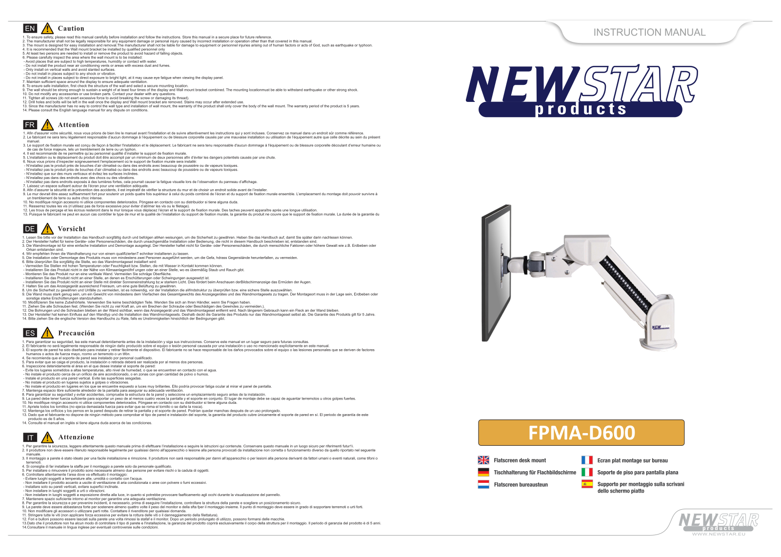 Newstar FPMA-D600 User Manual