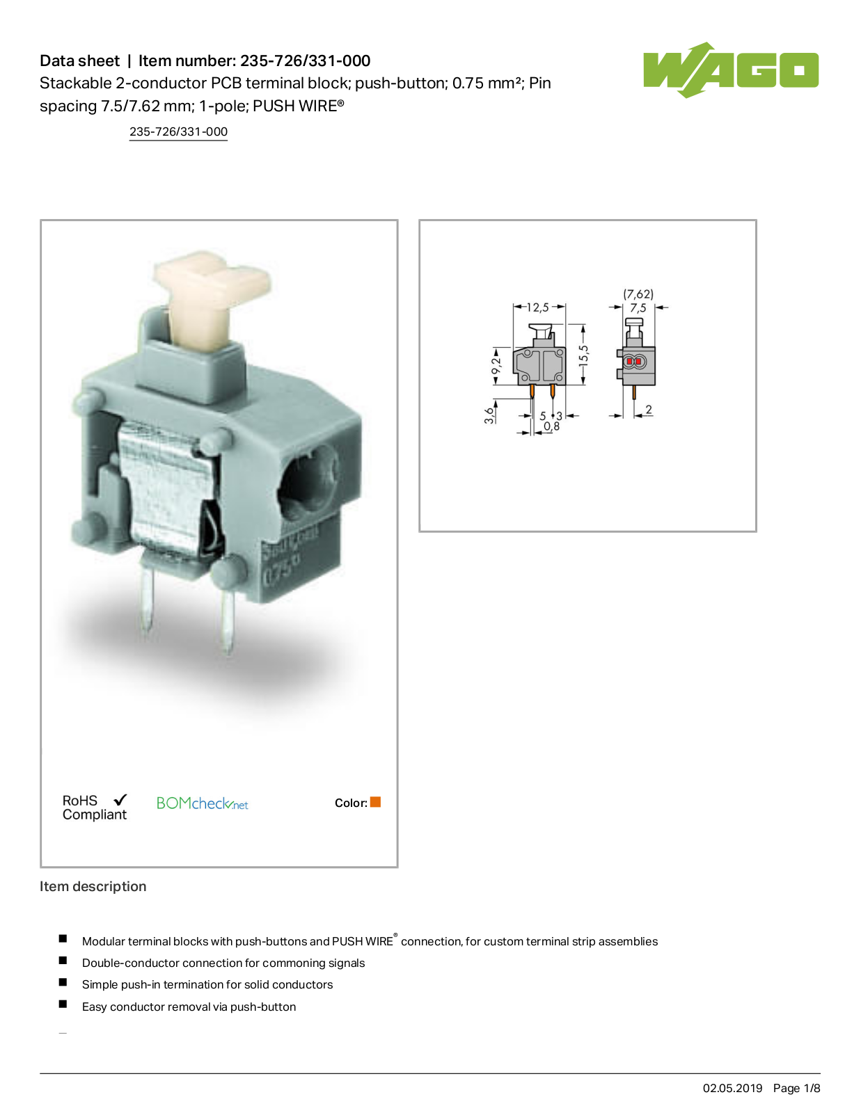 Wago 235-726/331-000 Data Sheet