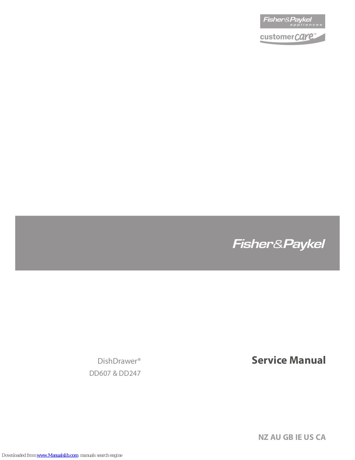 Fisher & Paykel DishDrawer DD247, DishDrawer DD607 Service Manual