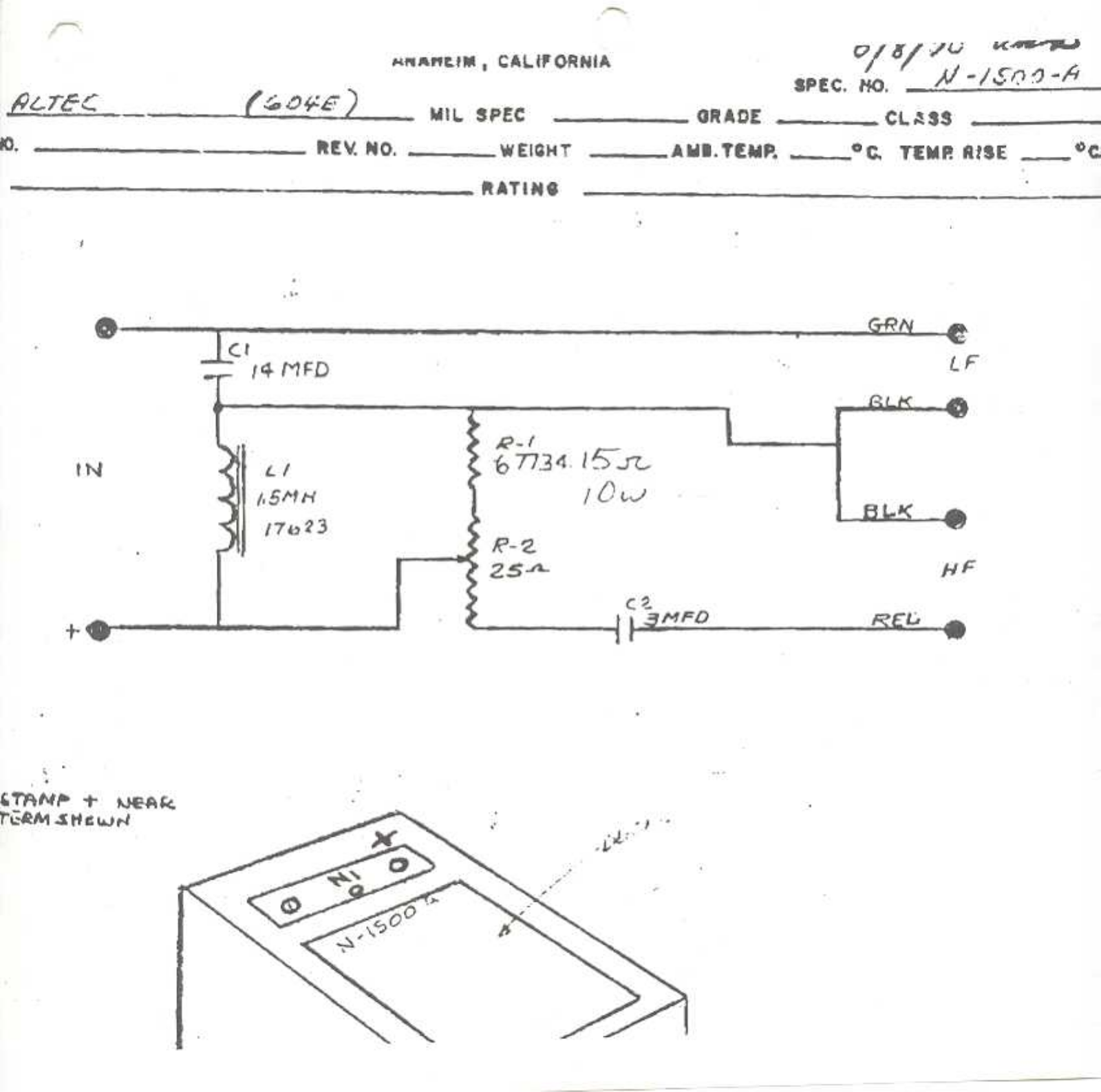 Altec Lansing n1500a schematic