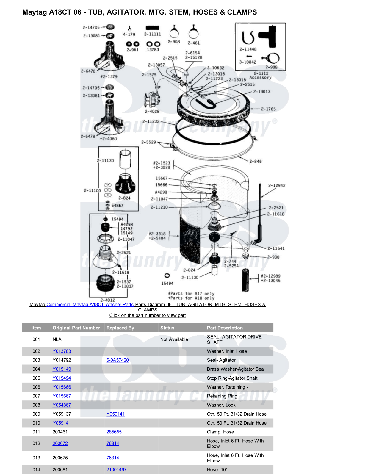 Maytag A18CT Parts Diagram