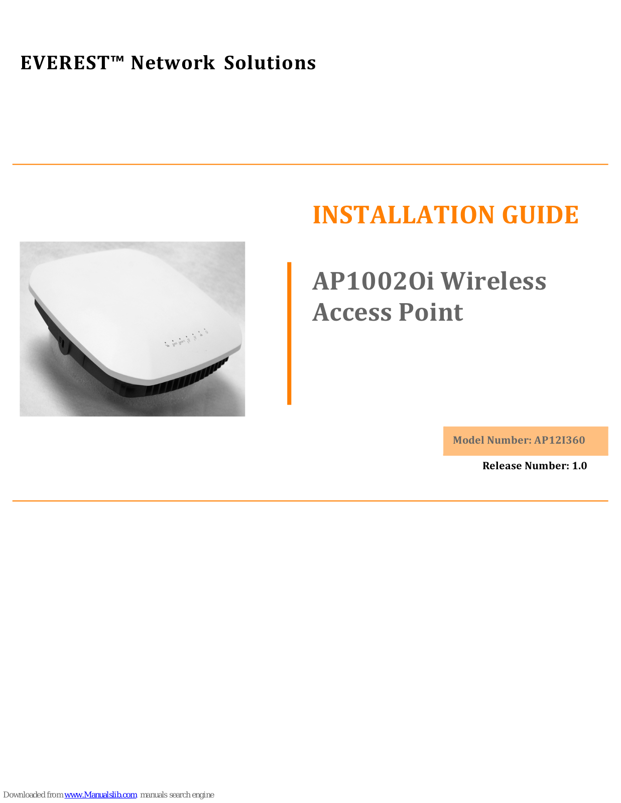 Everest AP12I360 Installation Manual