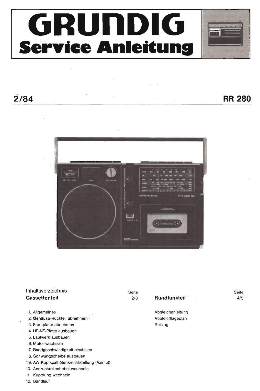 Grundig RR-280 Service Manual