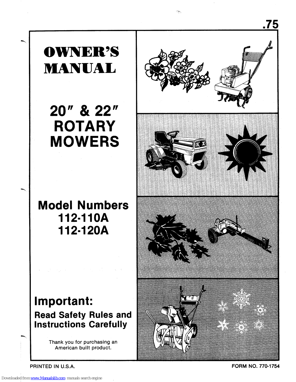 MTD 112-110A, 112-120A, 110, 120 Owner's Manual