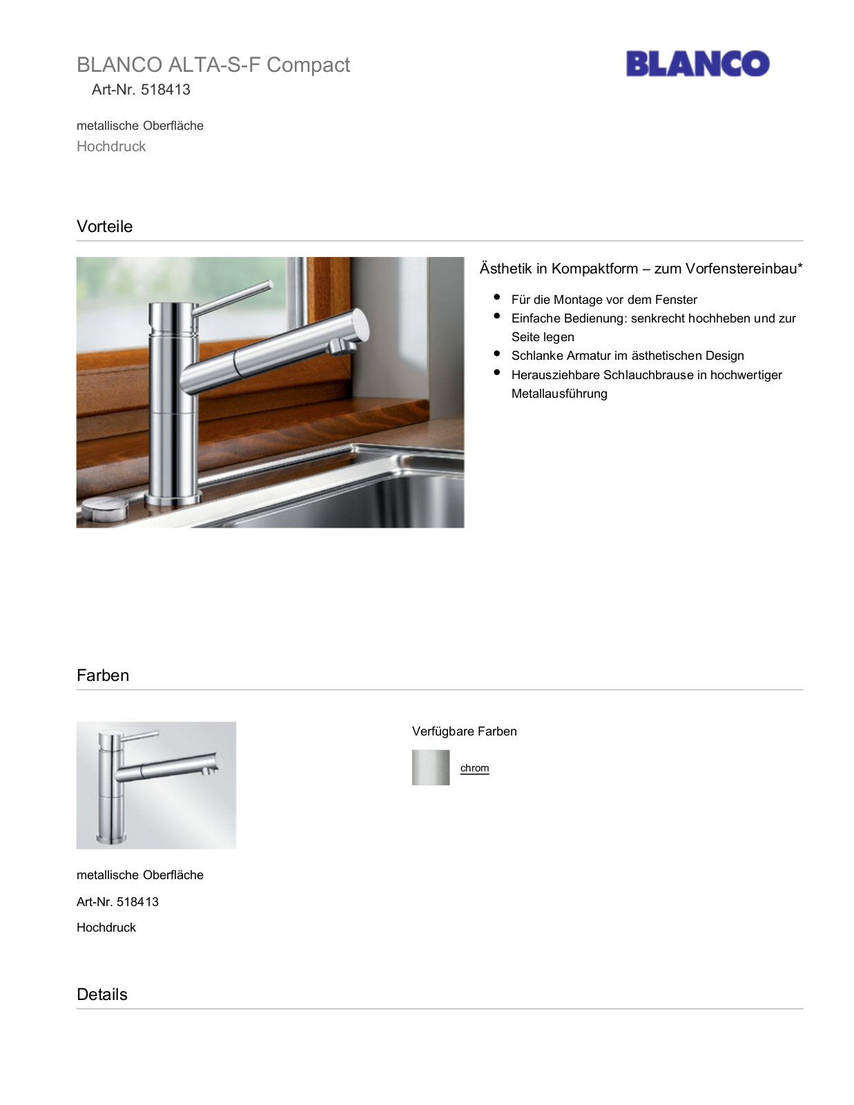 Blanco ALTA-S-F User Manual