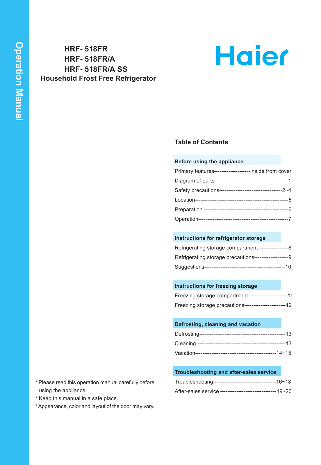 Haier HRF-518FR/A SS User Manual