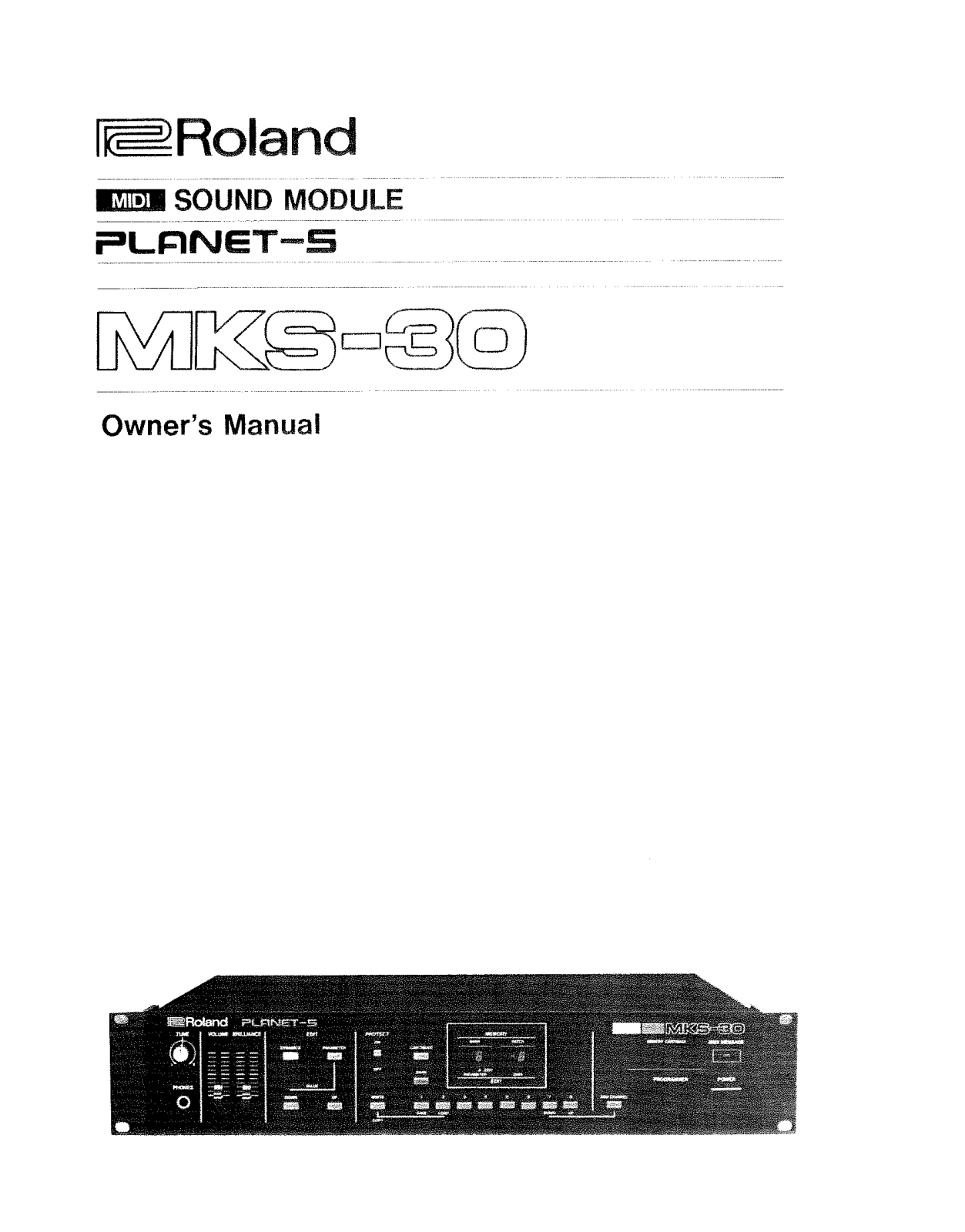 Roland Corporation MKS-30 Owner's Manual