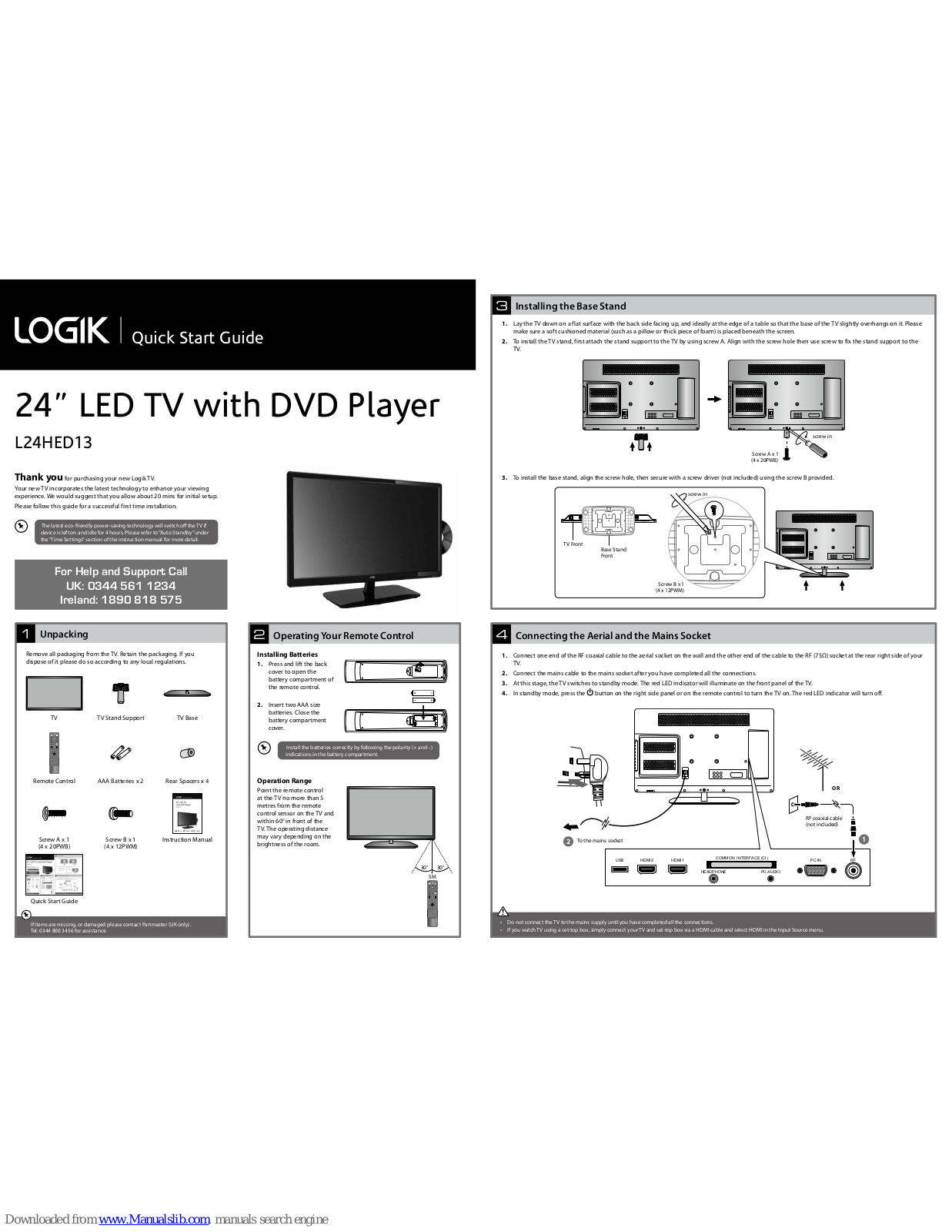 Logik L24HED13 Quick Start Manual