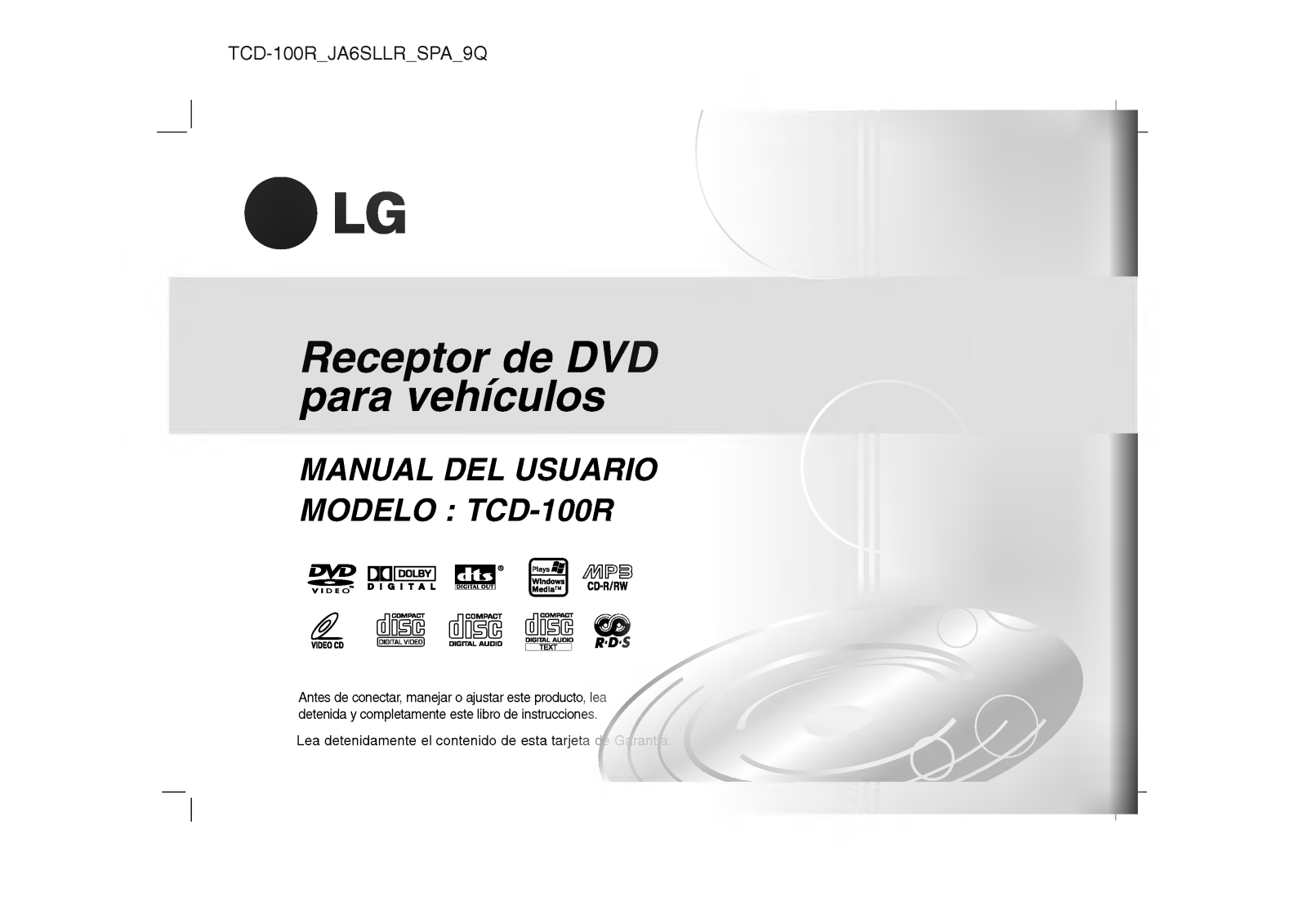 LG TCD-100R User Manual