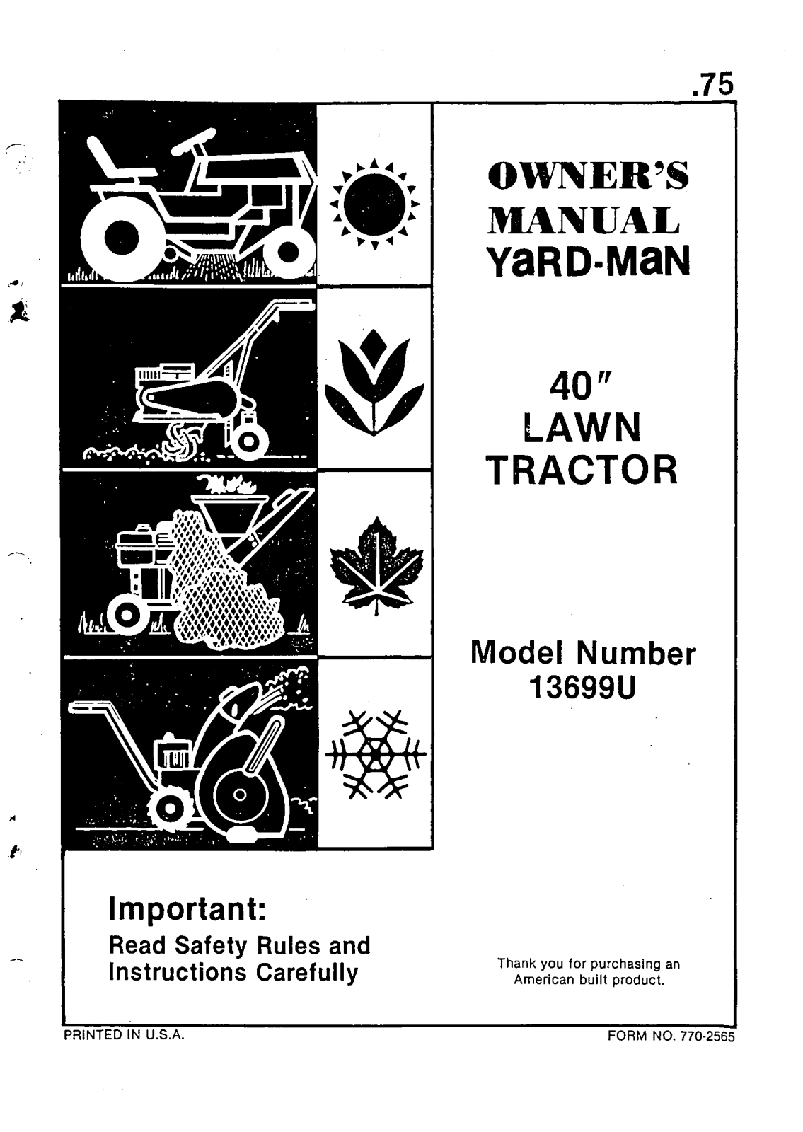 Bolens 13699U User Manual