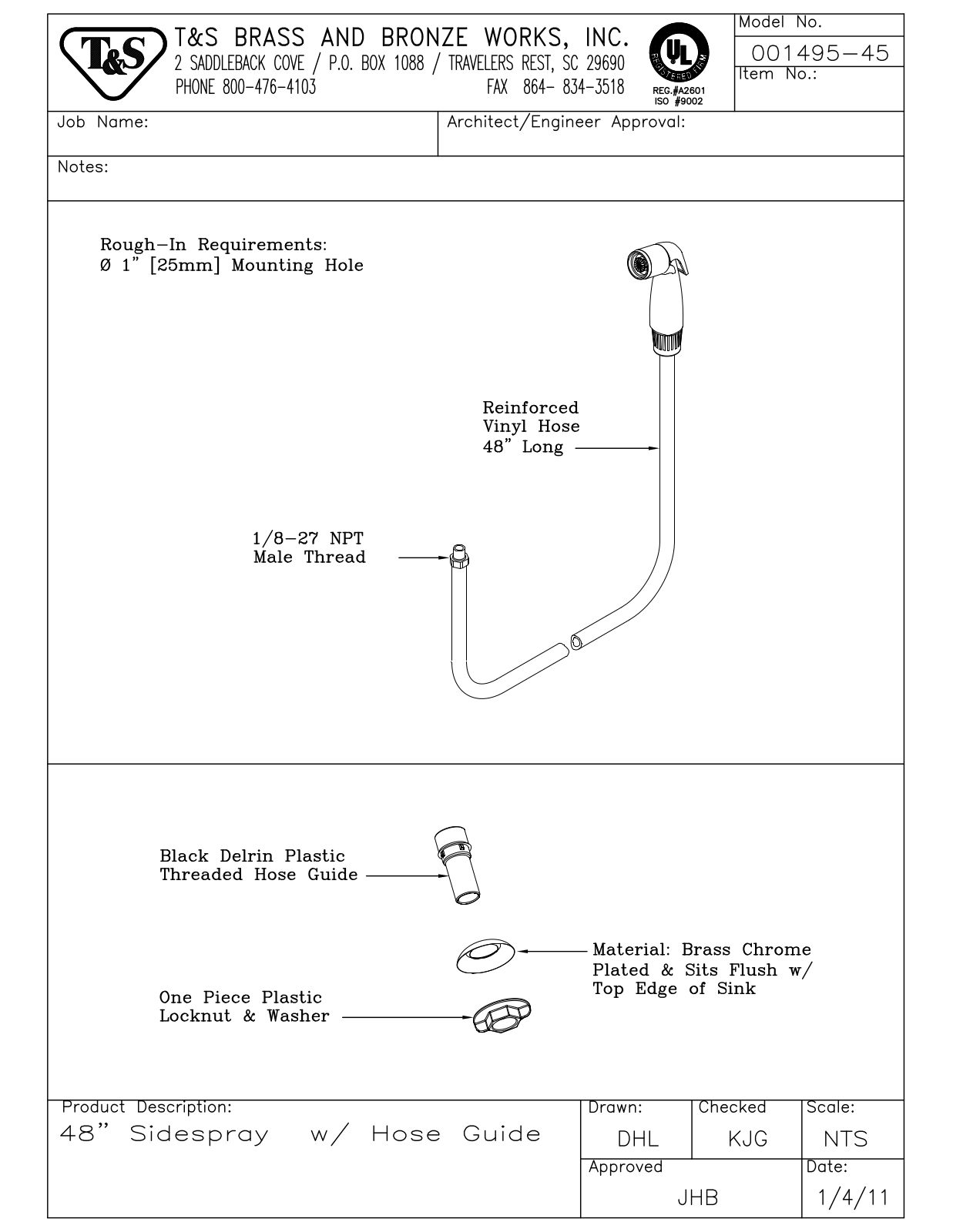 T&S Brass 001495-45 User Manual