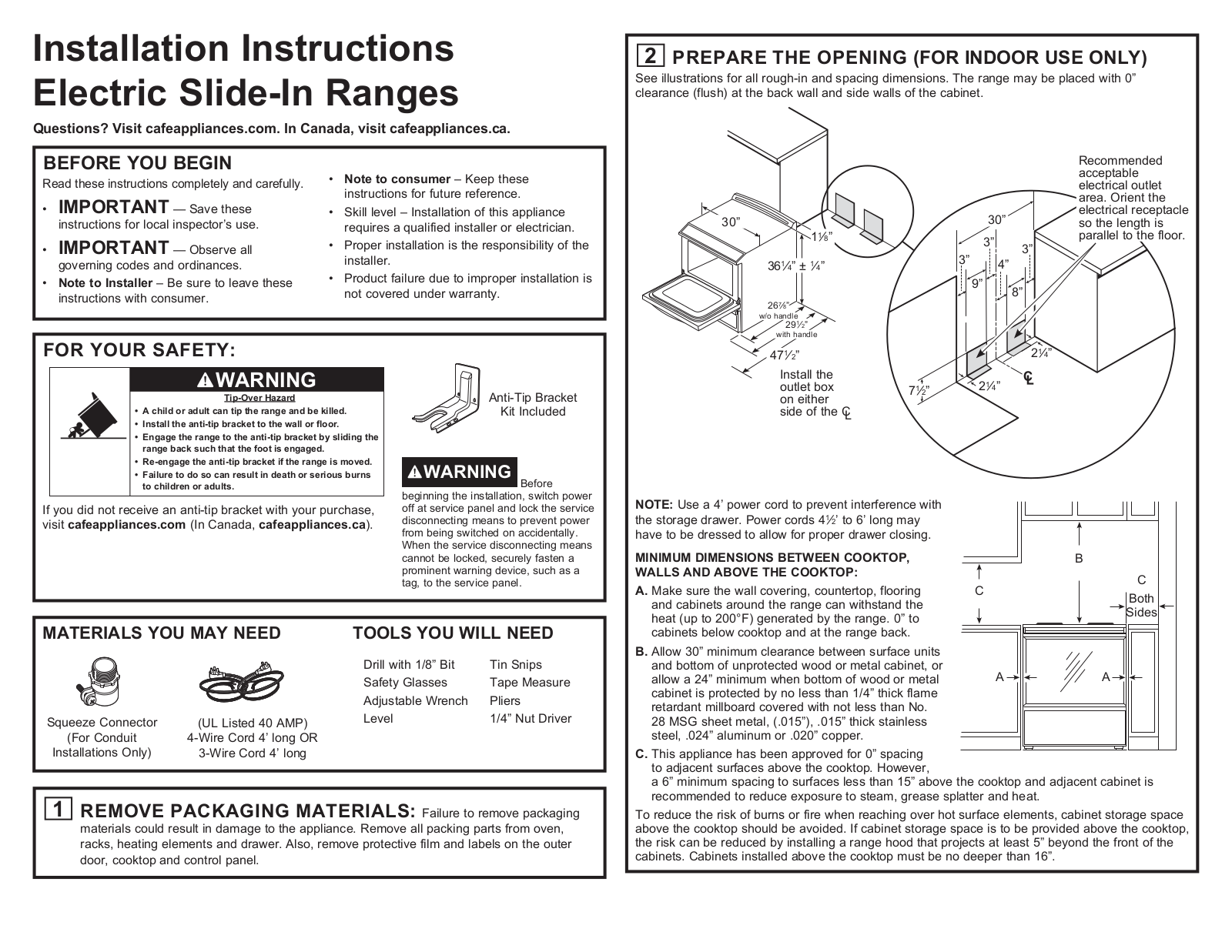 Café CCHS900P3MD1 Installation Instructions