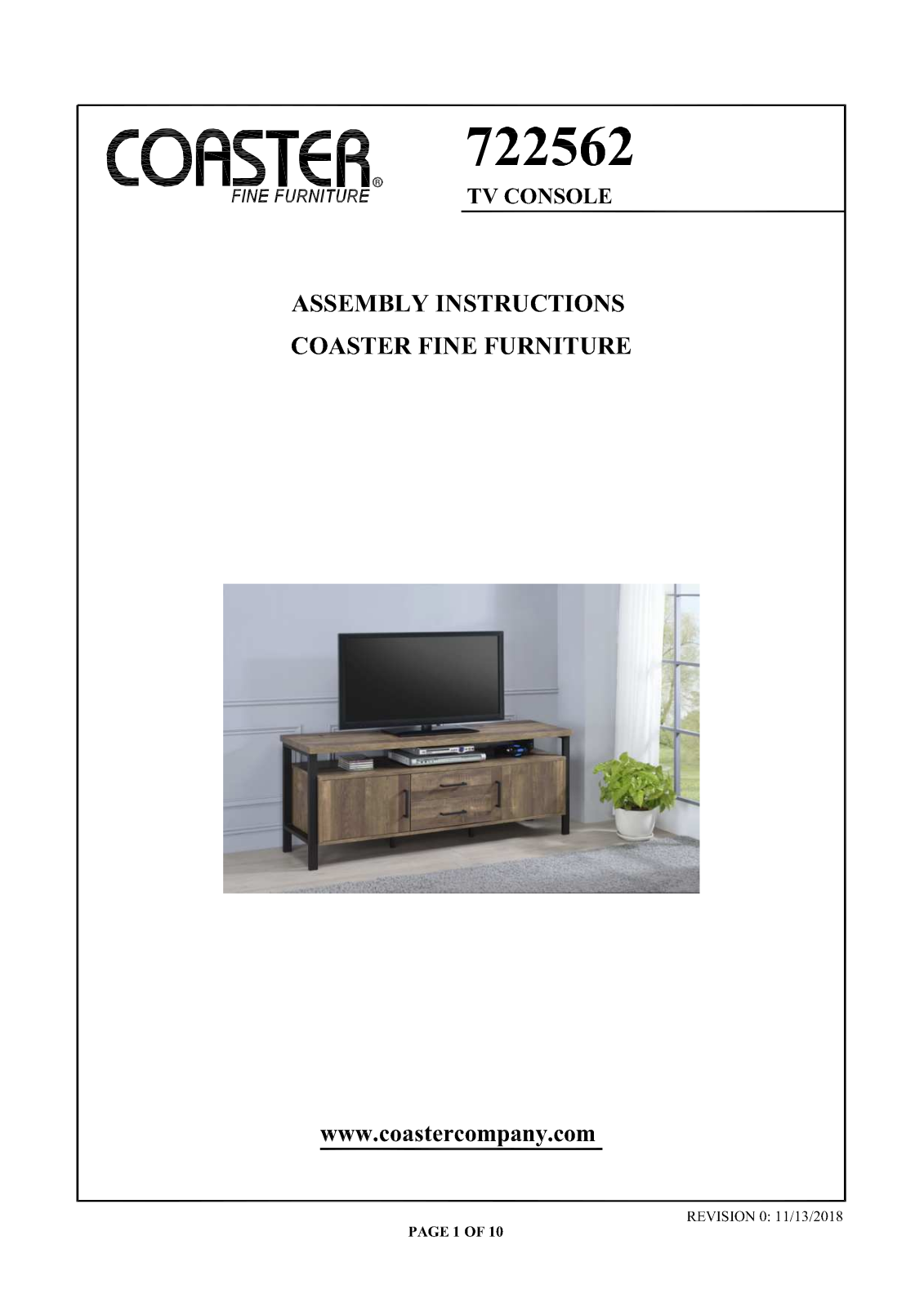 Coaster 722562 Assembly Guide