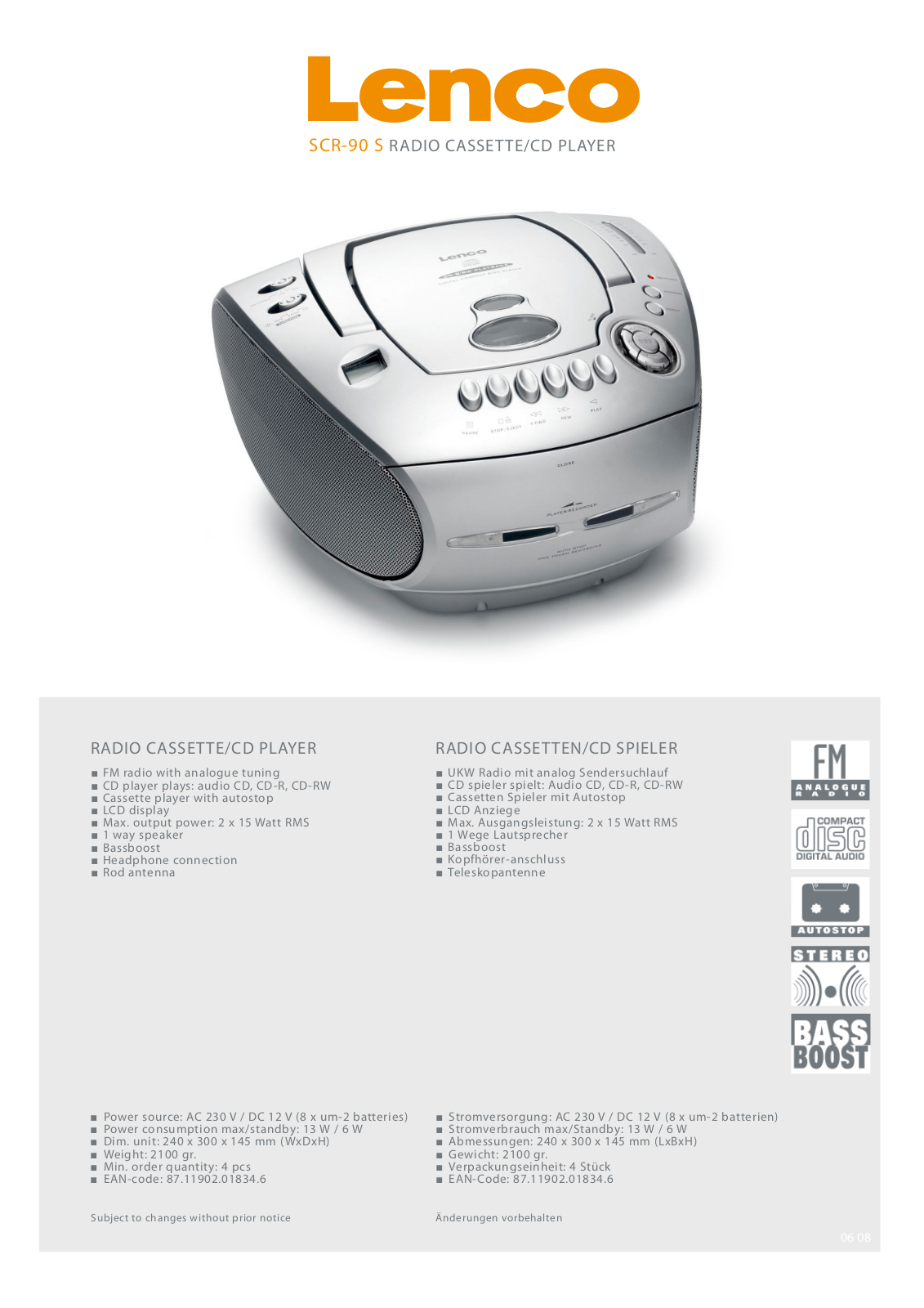 Lenco SCR-90 S User Manual