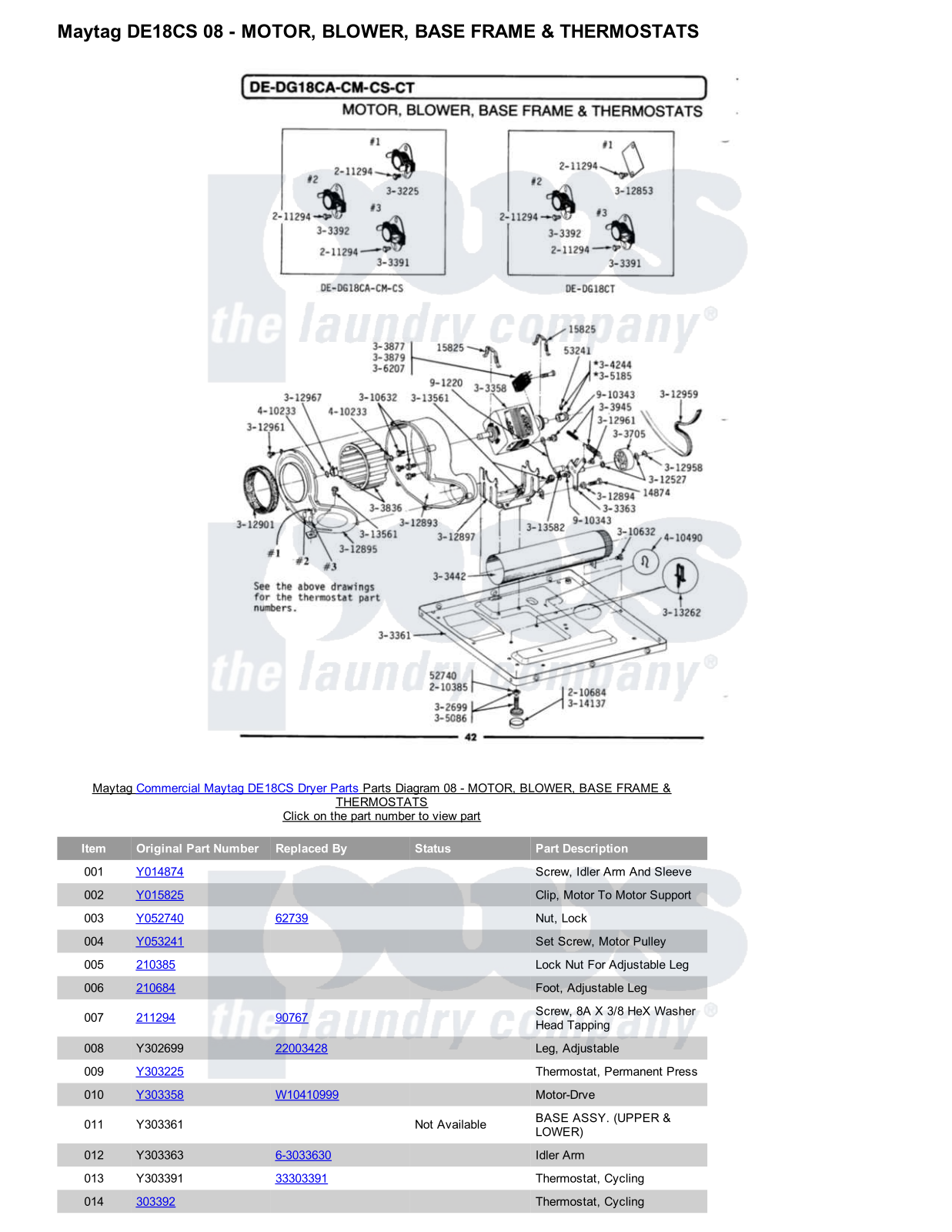 Maytag DE18CS Parts Diagram