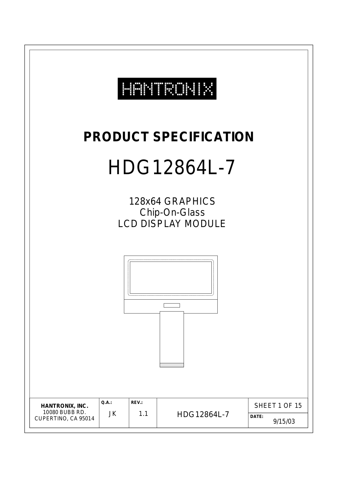 HANTRONIX HDG12864L-7 Datasheet