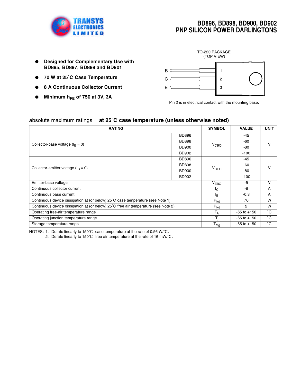 TEL BD902, BD902, BD900, BD900, BD898 Datasheet