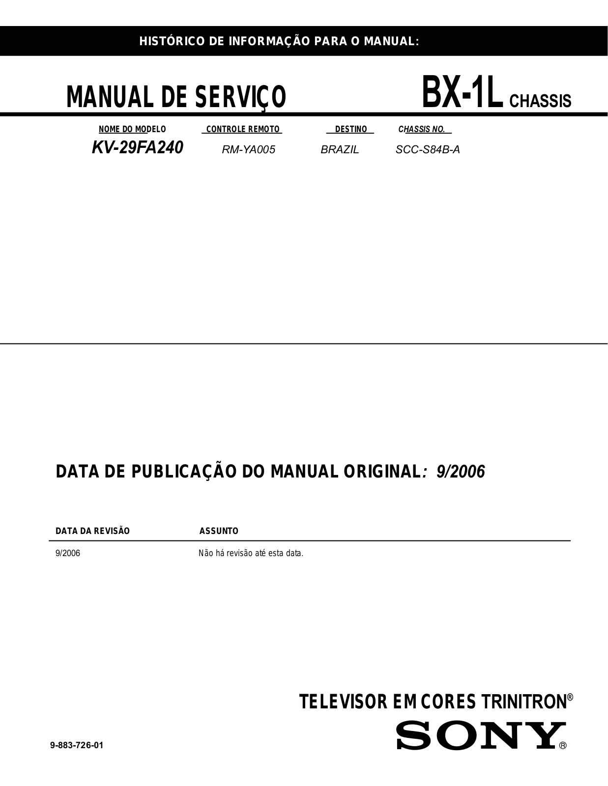 SONY KV-29FA240 Service Manual